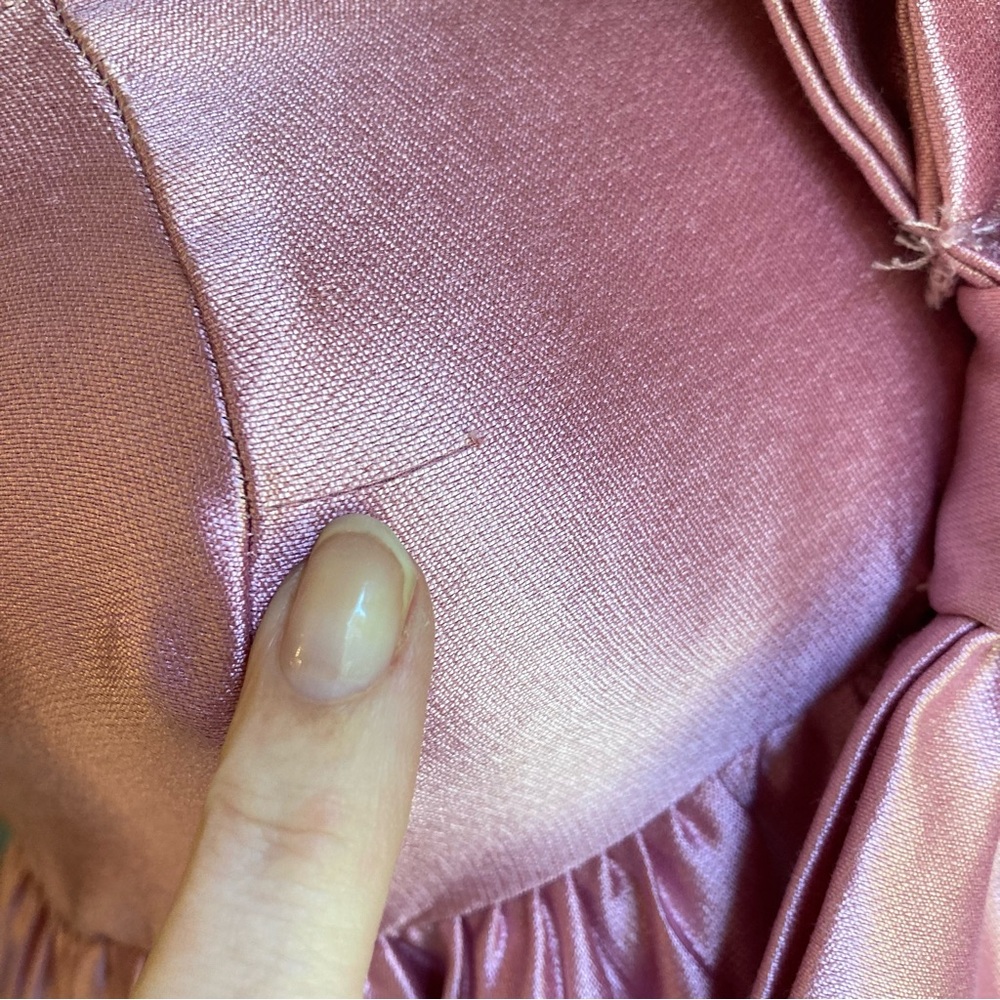 PETAL & PUP Betina Dusty Rose Pink Satin One Shoulder Bow Maxi Dress - Picture 13 of 16